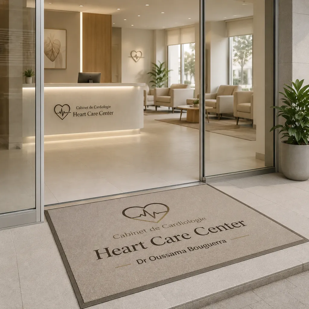 Exemple de tapis d'entrée personnalisé installé chez un professionnel